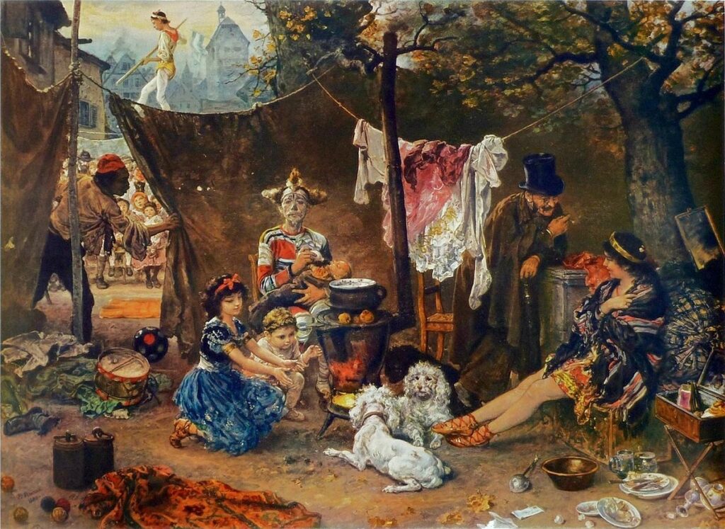 Behind the curtain, 1880. Artist Ludwig Knaus (German, 1829-1910)